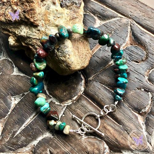 Chrysocolla Chip Bracelet With Silver Toggle Clasp